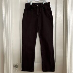 Y2K NYDJ Size 6 Straight Leg Embellished 5 Pocket Stretch Jeans Brown Black